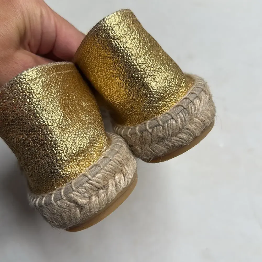 J. Crew Made-in-Spain espadrille Flats in Gold metallic canvas S-378 Sz 12